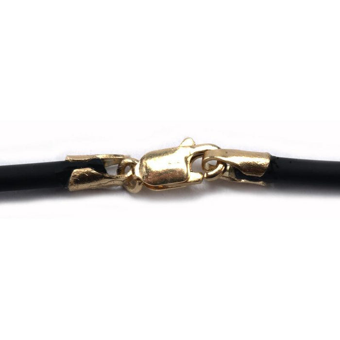 Black Rubber 3.00mm Necklace Cord with 14K Yellow Gold Clasp