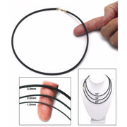 Black Rubber 3.00mm Necklace Cord with 14K Yellow Gold Clasp - Otto Frei