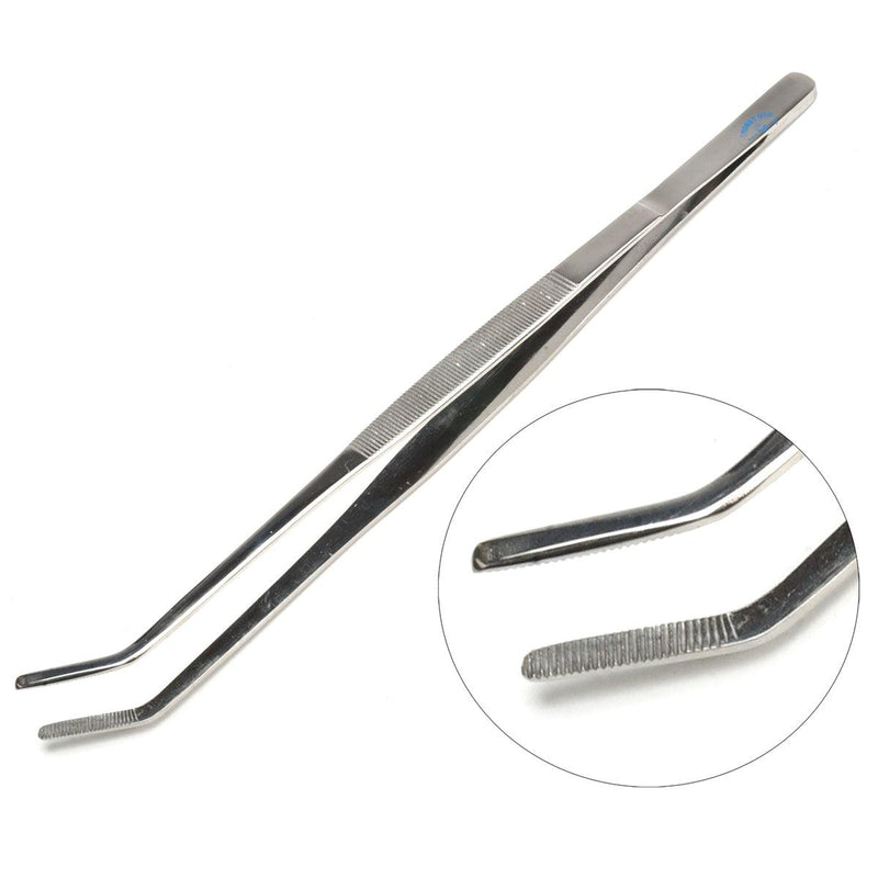 Blunt Serrated Curved Tip Steamer Tweezer-10" - Otto Frei