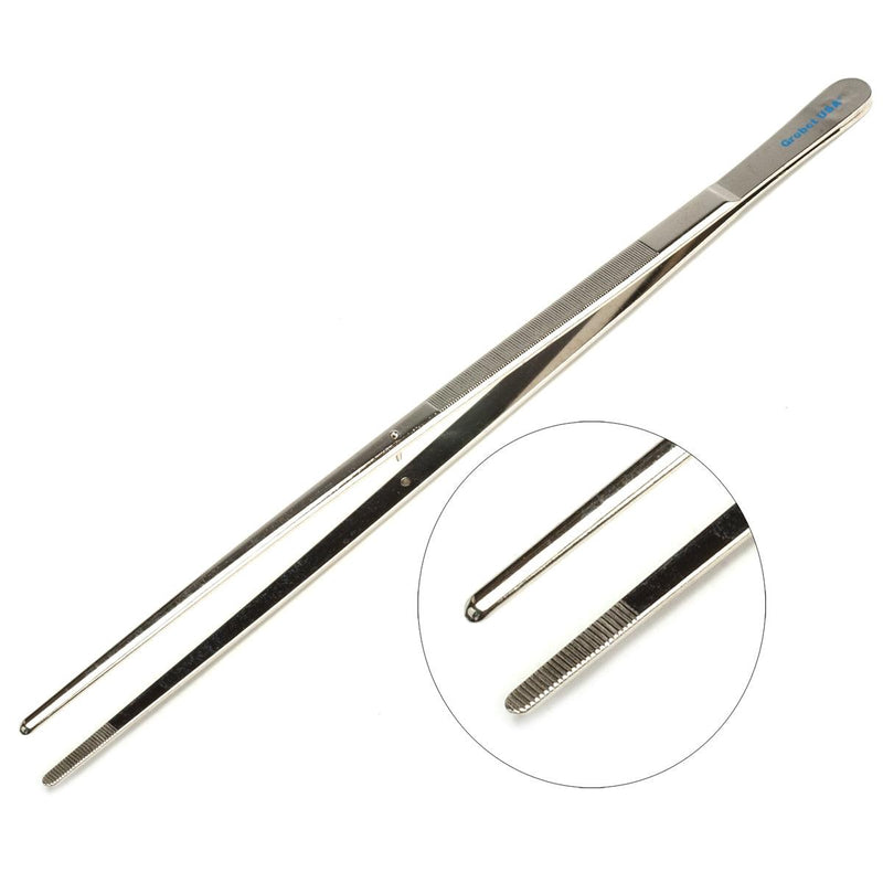 Blunt Serrated Tip Steamer Tweezers With Guide Pin-12" - Otto Frei