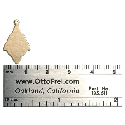 Brass Shapes 24 Gauge Fancy Drop With Ring 13/16" x 1/2" Pac - Otto Frei