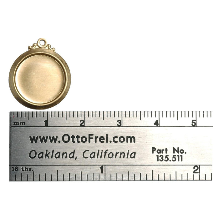 Brass Shapes 24 Gauge Framed Circle With Ring 17mm Diameter - Otto Frei