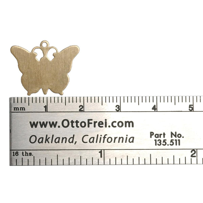 Brass Shapes 24 Gauge Small Butterfly With Ring 19mm Pack of 6 - Otto Frei
