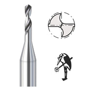 Busch 4205S 2 Groove Short Carbide Twist Drills 3/32" Shanks-0.70mm to 1.0mm-By the Piece - Otto Frei