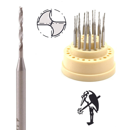 Busch Fig 203HSS High Speed Steel Twist Drill Kit 18 on 3/32" Shanks-3 Each- 0.50mm to 1.00mm - Otto Frei