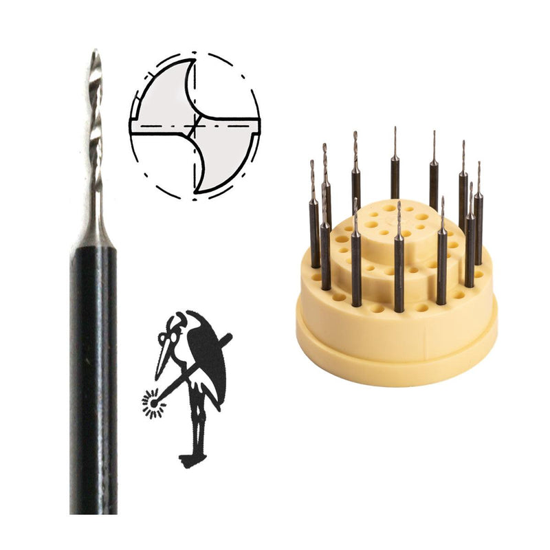 Busch Fig 203HSS High Speed Steel Twist Drill Kit of 12-3/32" Shanks-2 each- 0.50mm to 1.00mm - Otto Frei