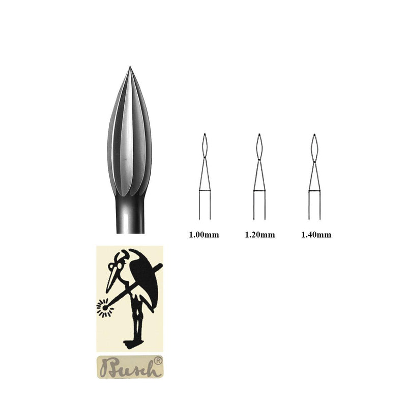 Busch Fig. 27A Flame Steel Cut Burs 1.00mm-1.40mm - Otto Frei