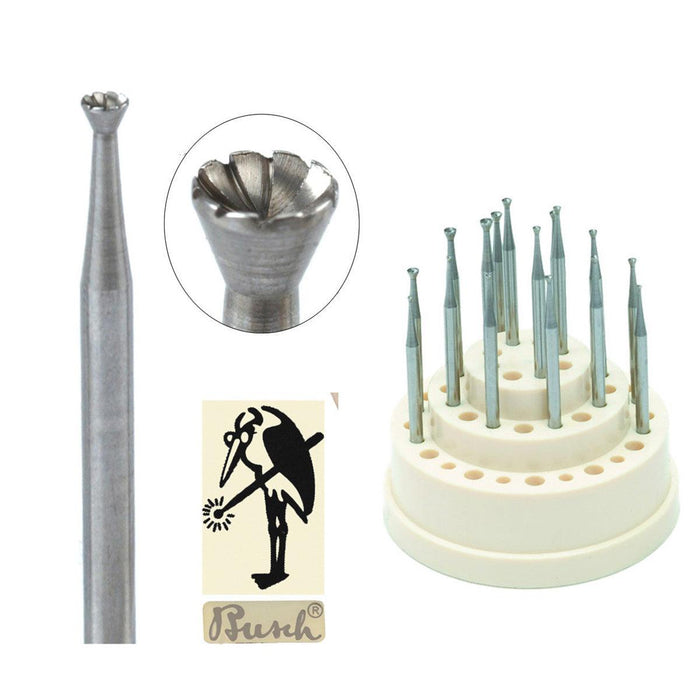 Busch Fig 411C Fast Cut Concave Cone Cup Bur Kit of 16 Burs 1.00mm - 2.30mm - Otto Frei