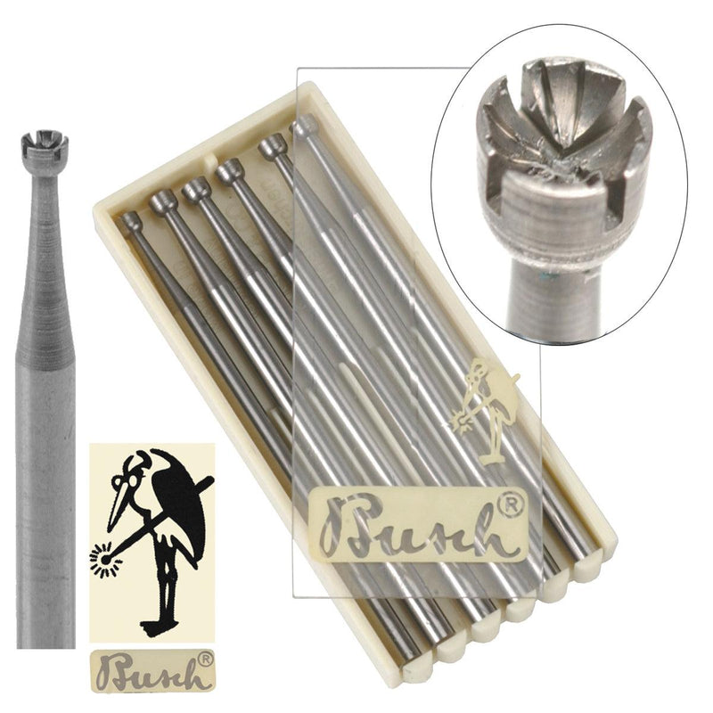 Busch Fig. 411CCC Clean Cut Concave Cup Burs 1.00mm-2.30mm-6 Packs - Otto Frei