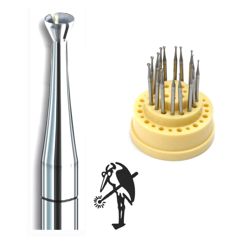 Busch Fig. 411CT Twincut Concave Cone Cup Bur Kit Set of 16 Burs 0.80mm-2.30mm - Otto Frei