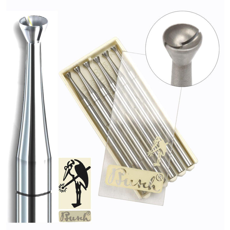 Busch Fig. 411CT - Twincut Concave Cone Cup Burs .80mm-2.30mm-6 Packs