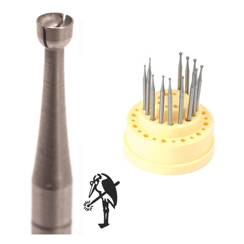 Busch Fig 411T Twincut Concave Cone Cup Bur Kit of 13-0.80mm to 2.00mm - Otto Frei