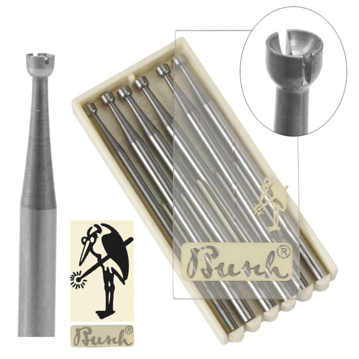 Busch Fig. 411T - Twincut Concave Cup Burs .80mm-2.00mm-6 Packs - Otto Frei