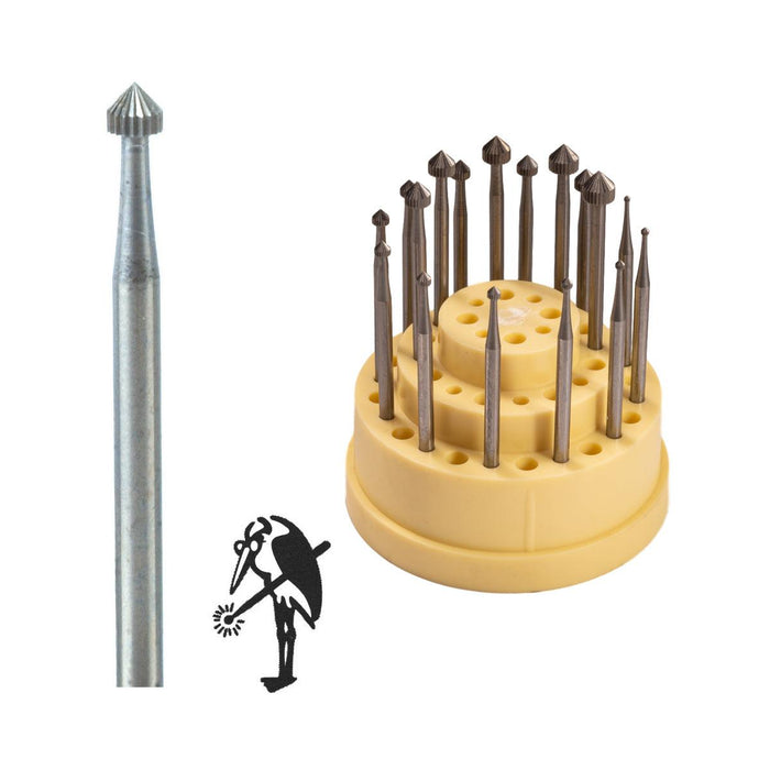Busch Fig 413 Setting Bur Kit 17 Pieces. 1.00mm to 5.00mm - Otto Frei