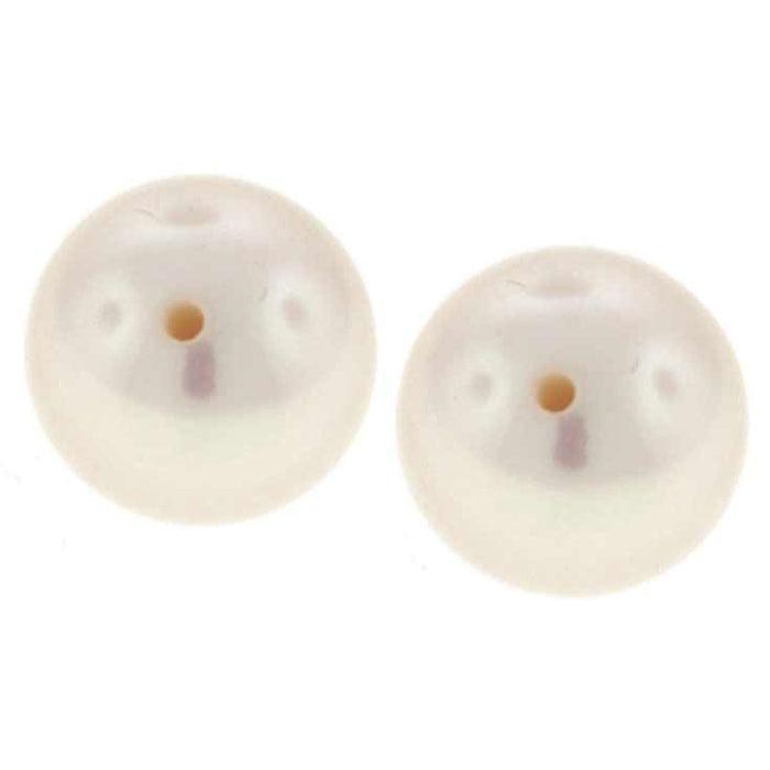 Closeout Cultured Freshwater 9mm x 9.5mm Pearl White 3/4 Round Matched Pair - Otto Frei