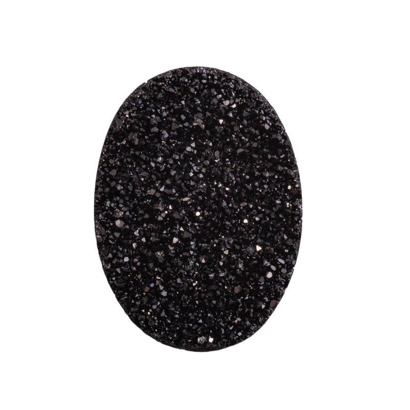 Closeout Druzy Quartz Black Oval 18mm x 13mm - Otto Frei