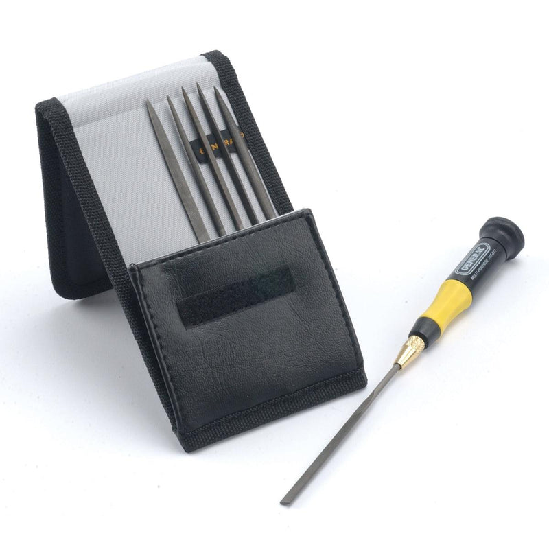 General 6 Piece File Assortment With Handle & Storage Pouch - 5-1/2 Inch - Otto Frei