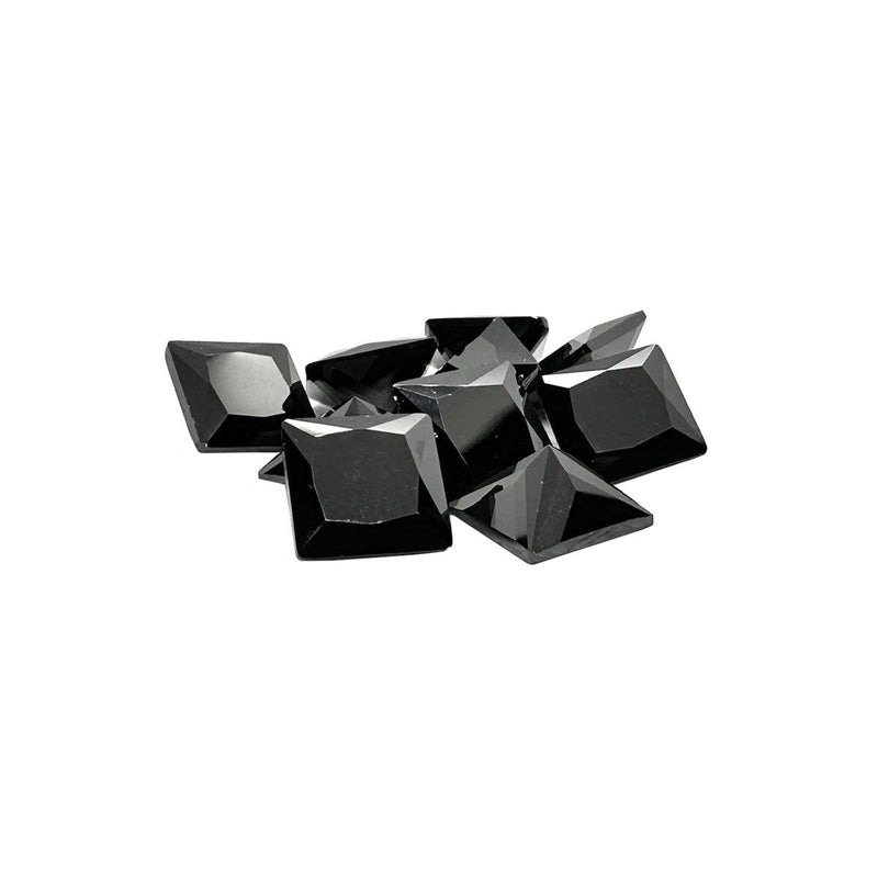 Closeout Pack of 10 Black Princess-Square 9x9mm Cubic Zirconia Hand Cut - Otto Frei