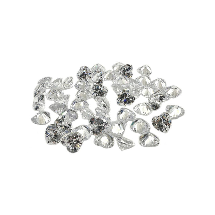 Closeout Pack of 50 White Heart 8 x 8mm Cubic Zirconia - Otto Frei