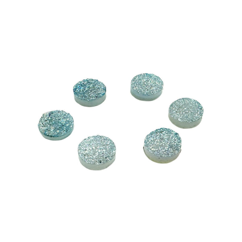 Closeout Pack of 6 Druzy Quartz Light Blue Round 8mm - Otto Frei