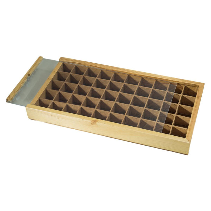 Closeout Wood Box With 50 Compartments & Clear Plastic Lid - Otto Frei