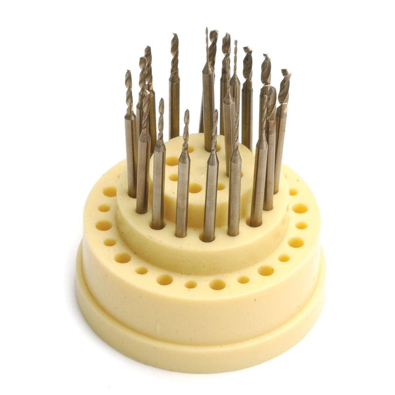 Cobalt Steel Twist Drill Complete Set of 19 on 3/32" Shanks-0.50mm to 2.20mm - Otto Frei