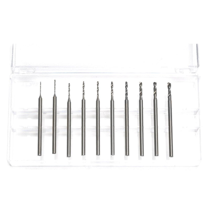Cobalt Steel Twist Drill Set of 10 on 3/32" Shanks-0.50mm to - Otto Frei