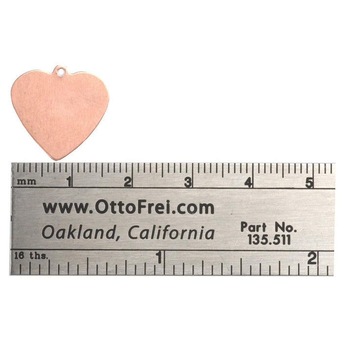 Copper Shapes 18 Gauge Heart With Ring 5/8" x 5/8" Pack of 6 - Otto Frei