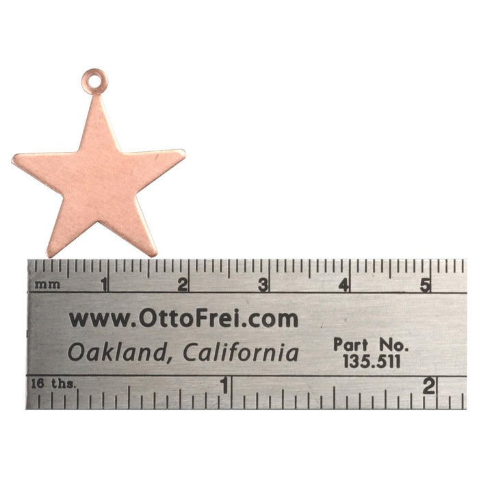 Copper Shapes 18 Gauge Star With Ring 1'' Pack of 6 - Otto Frei
