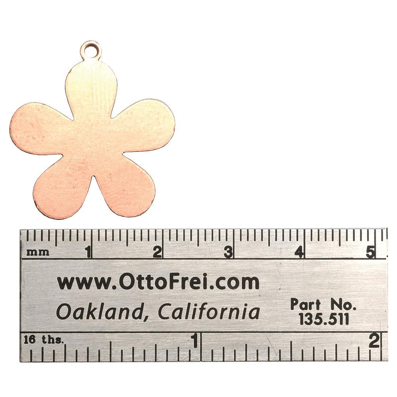 Copper Shapes 24 Gauge 5 Petal Flower With Ring 1'' Pack of 6 - Otto Frei
