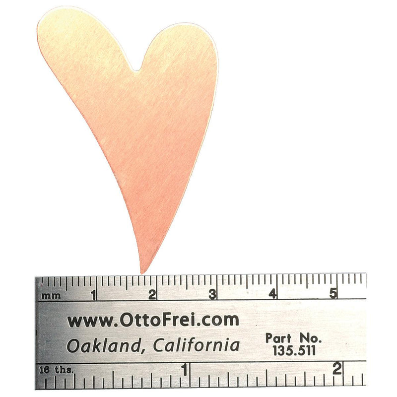 Copper Shapes 24 Gauge Funky Heart 1-3/4" x 1-1/4" Pack of 6 - Otto Frei