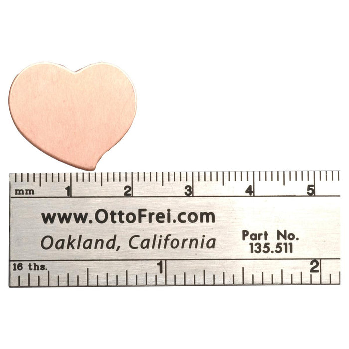 Copper Shapes 24 Gauge Heart 1" x 3/4" Pack of 6 - Otto Frei