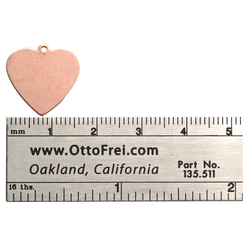 Copper Shapes 24 Gauge Heart With Ring 5/8" x 5/8" Pack of 6 - Otto Frei