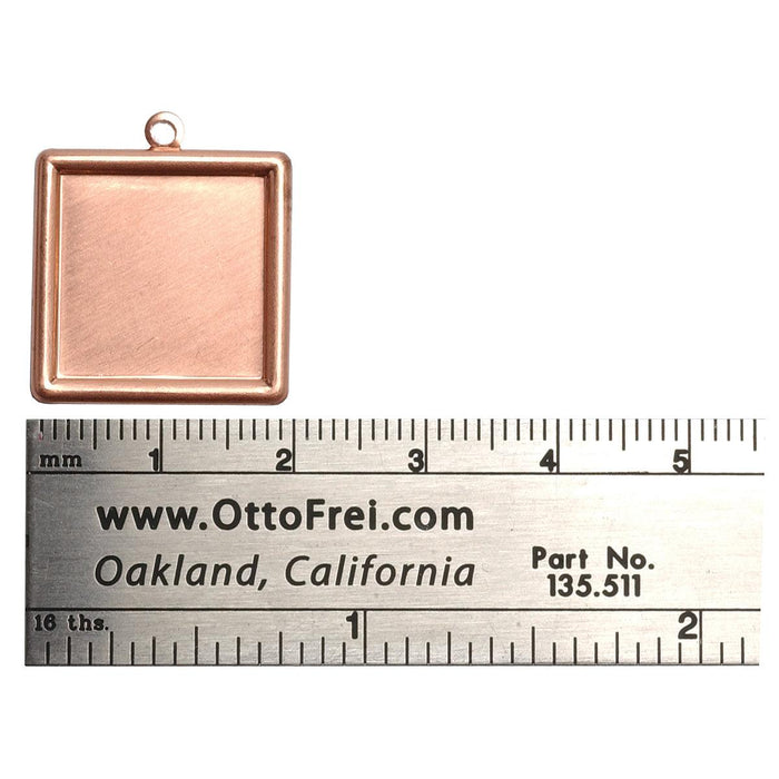 Copper Shapes 24 Gauge Square With Ring 20mm Pack of 6 - Otto Frei