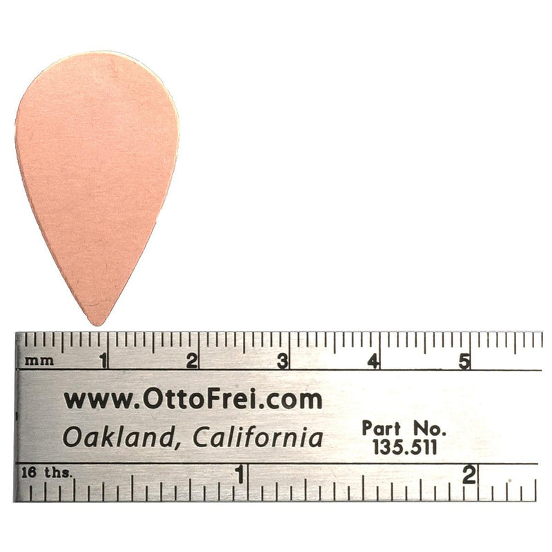 Copper Shapes 24 Gauge Teardrop 3/4" x 1-1/4" Pack of 6 - Otto Frei