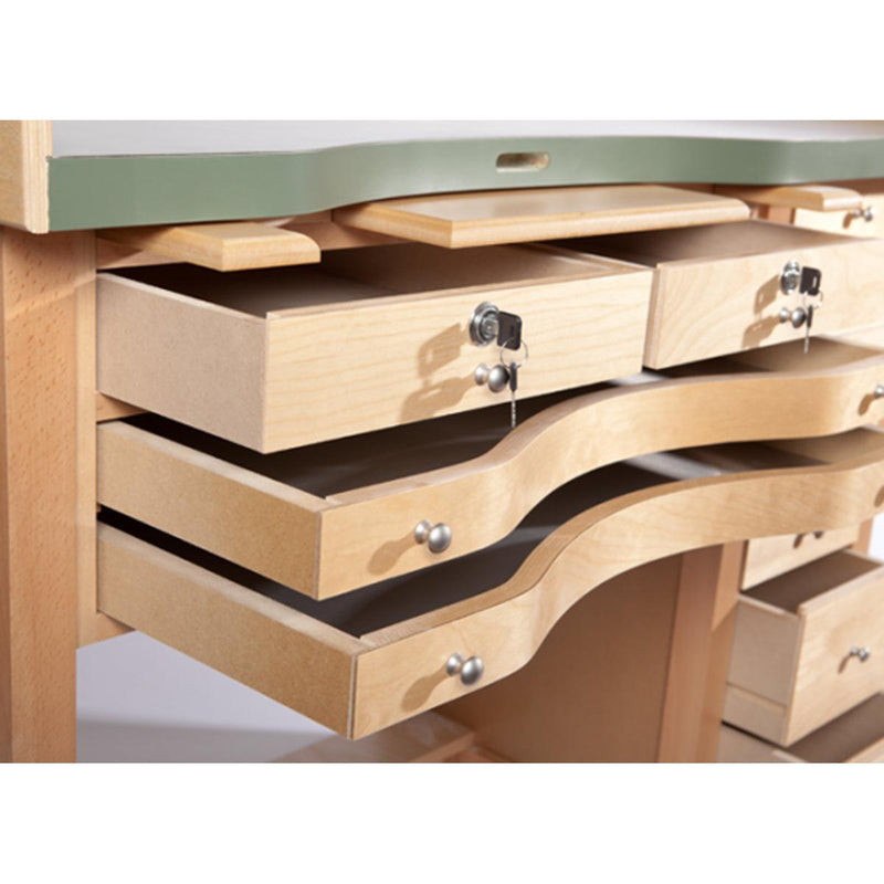 Deluxe Heavy Duty Jewelers Workbench With 2 Catch Trays & Blue Top - Otto Frei