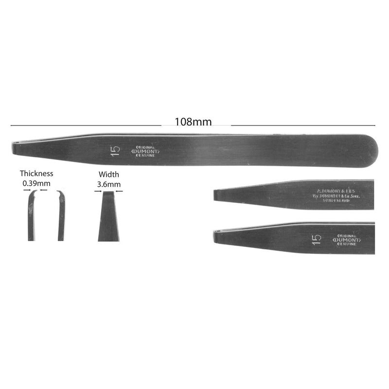Dumont No. 15 High Precision Carbon Steel Tweezers - Otto Frei
