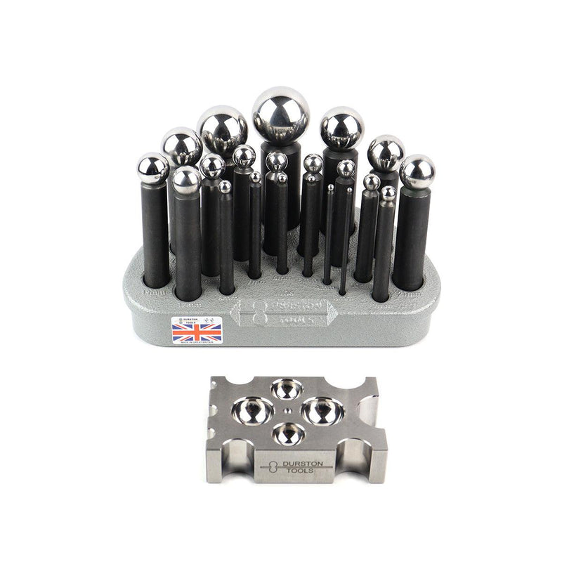 Durston 1104 Dapping Punch Set With 21 Punches 3mm-36mm On Stand & Block - Otto Frei
