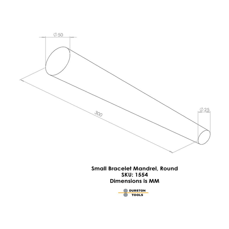 Durston 1554 Round 25mm to 50mm Steel Bracelet Mandrel - Otto Frei