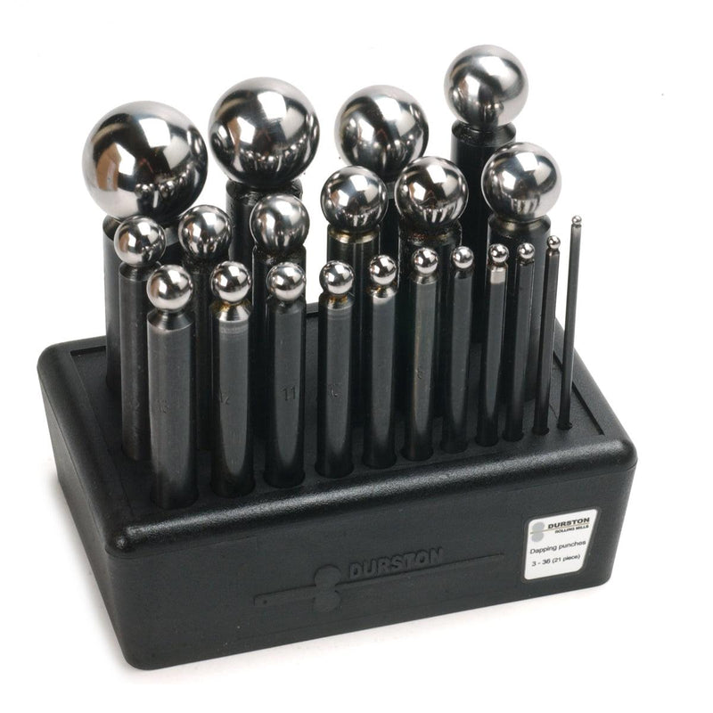 Durston Dapping Punch Set of 21 On Stand-Range 3mm-36mm (1/8" to 1-3/8") - Otto Frei