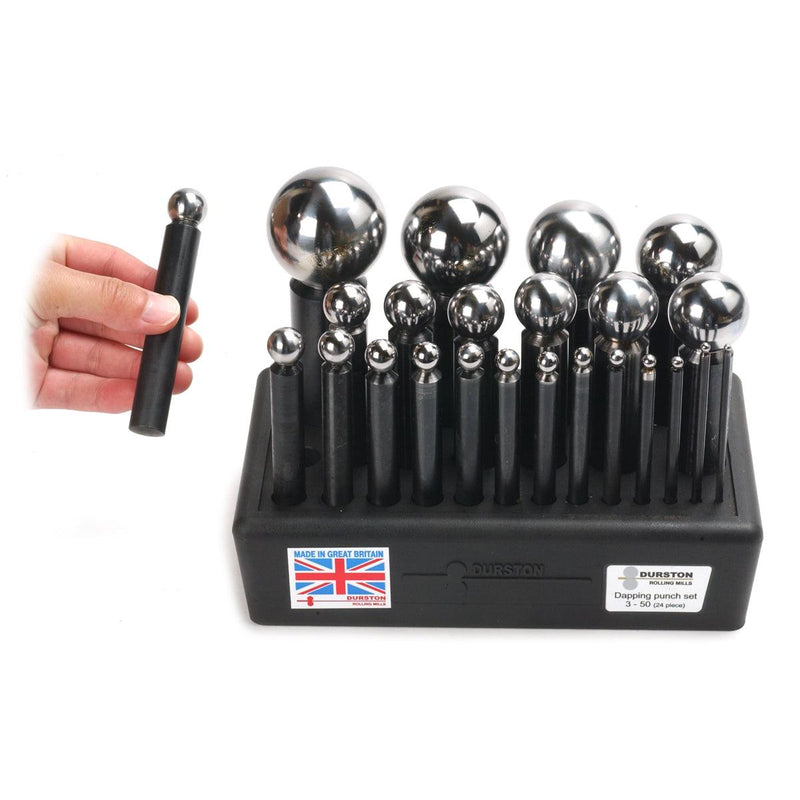 Durston Dapping Punch Set of 24 On Stand-Range 3mm-50mm (1/8" to 2") - Otto Frei