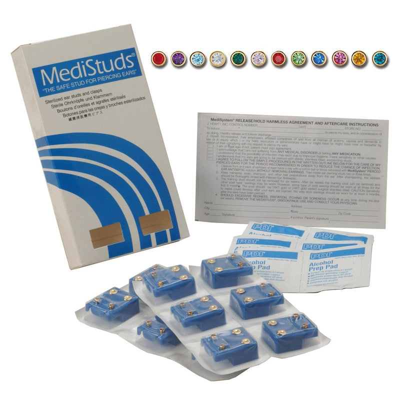 Ear Piercing Studs 24K Gold Plated Bezel Settings - Otto Frei