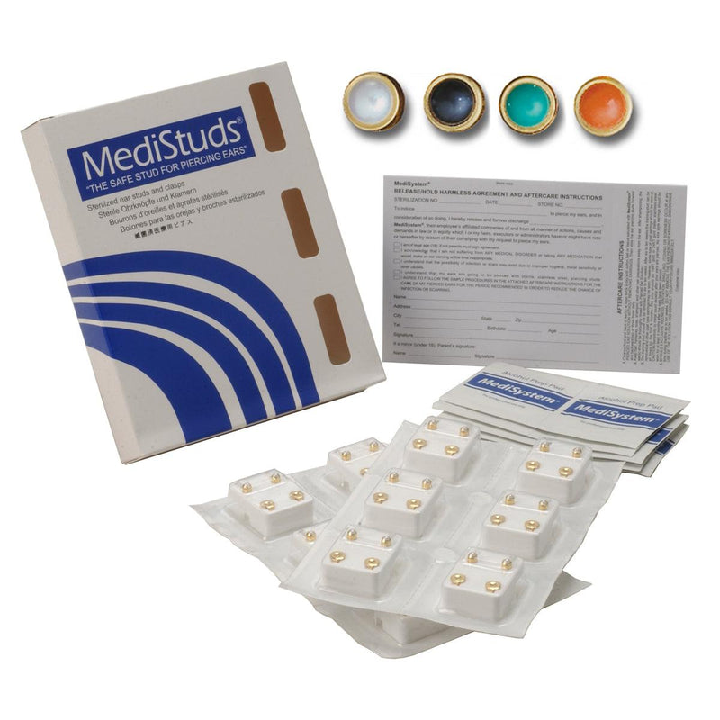 Ear Piercing Studs 24K Gold Plated Bezel Settings Stones - Otto Frei