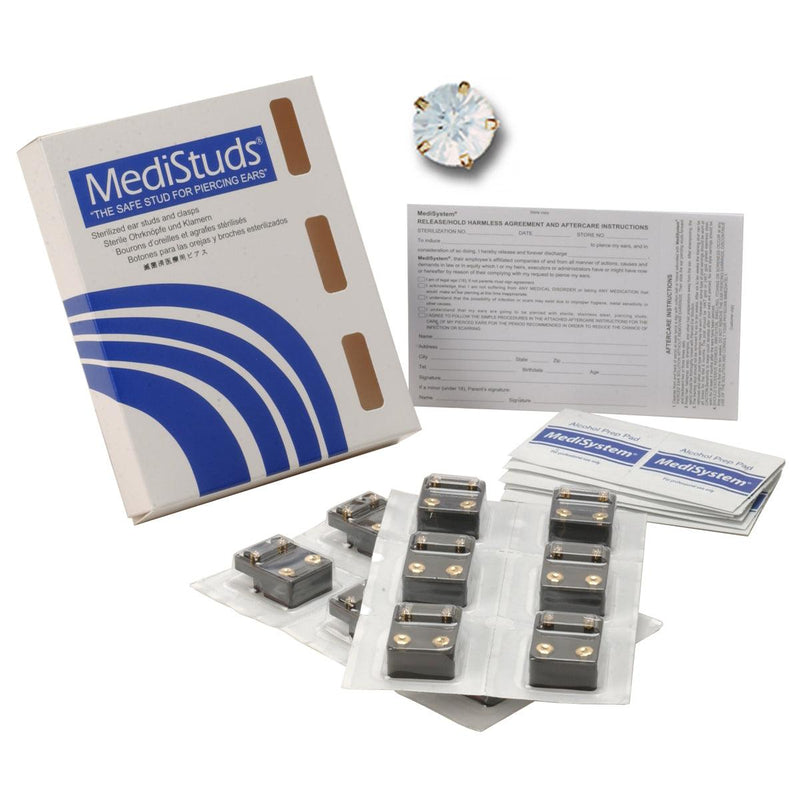 Ear Piercing Studs 24K Gold Plated Prong Settings Cubic Zirc - Otto Frei