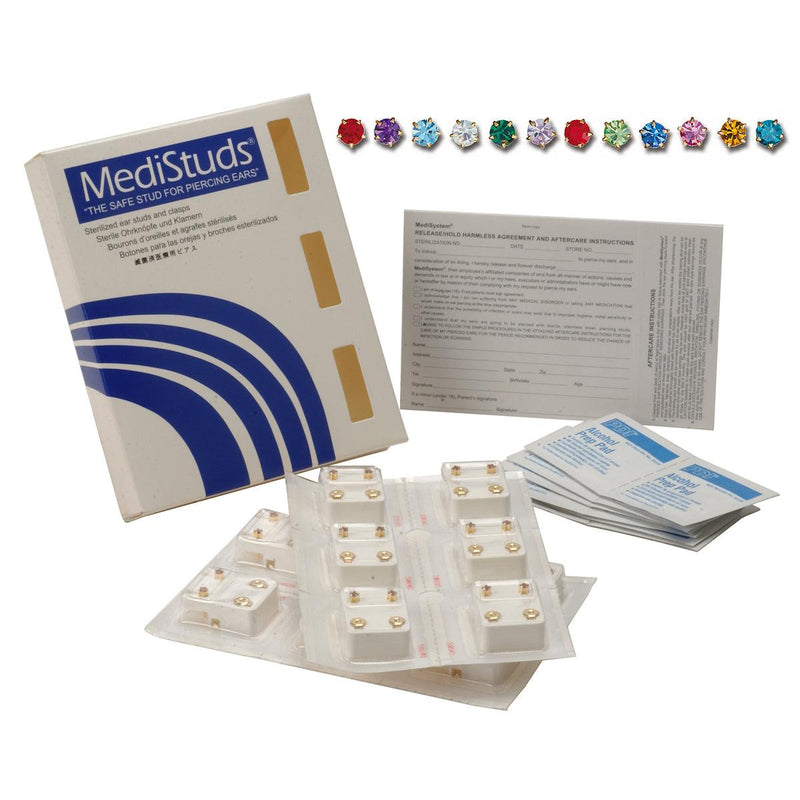 Ear Piercing Studs 24K Gold Plated Prong Settings - Otto Frei