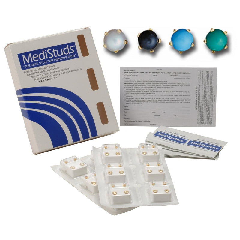 Ear Piercing Studs 24K Gold Plated Prong Settings Stones - Otto Frei