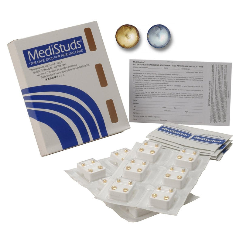 Ear Piercing Studs 24K Gold Plated Traditional Round - Otto Frei