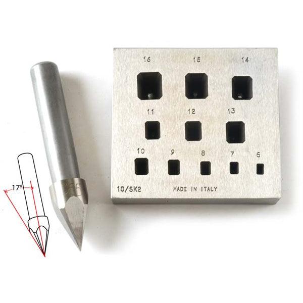 Emerald Bezel Block-Small 6mm x 4mm to 16mm x 14mm 11 Holes 17 Degree - Otto Frei