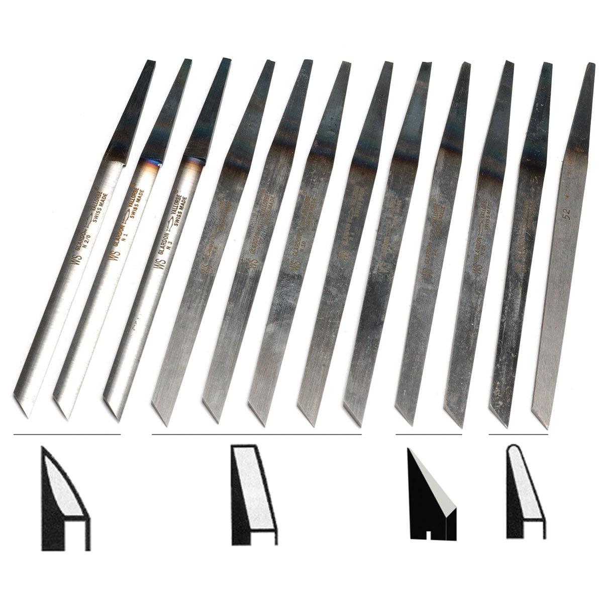 Swiss Carbon Steel Graver Kit, 12 Piece | Glardon-Vallorbe: Otto Frei
