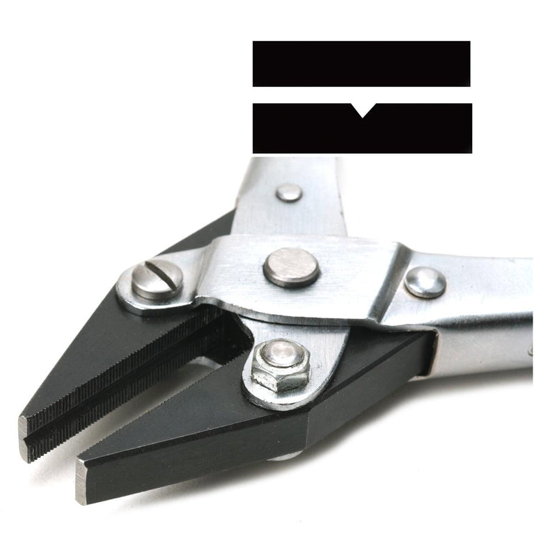 Flat Nose Grooved Serrated Jaws Parallel Pliers 140mm (5-1/2") With Spring - Otto Frei